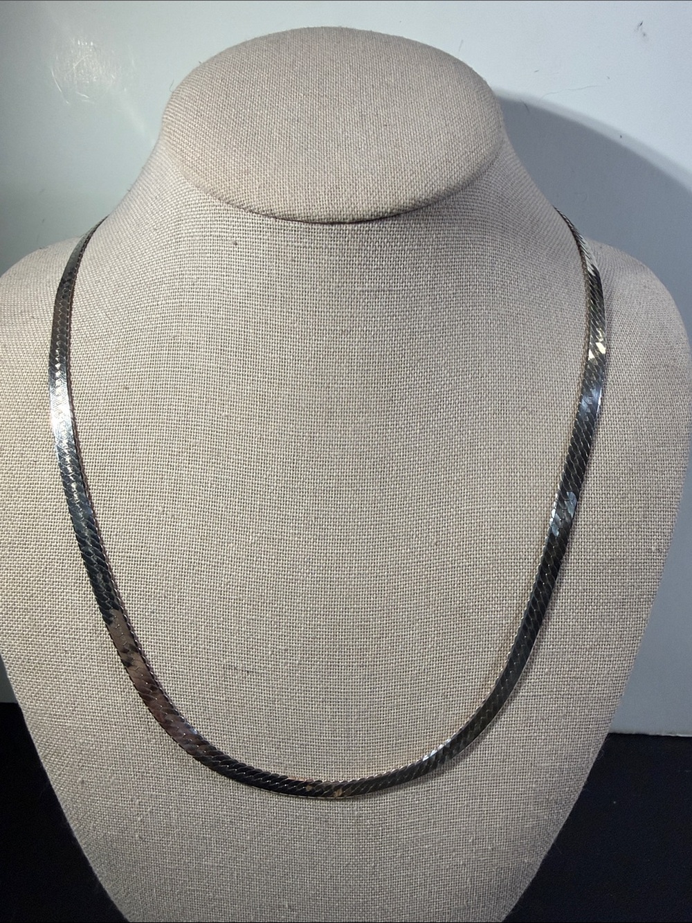 Classic, Vintage 925, Sterling Statement Herringbone Chain Necklace 30”